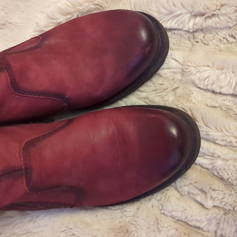 Earth Womens Jordan Wine leather zip boots size 7.5 wide - Picture 4 of 7